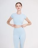  Set Đồ Tập Yoga Gym Luxury Hibi Sports H147 Kiểu Áo Croptop Có Tay Kèm Mút Ngực, Chất Vải Hi Fabric 