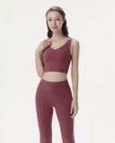  Set đồ tập Yoga Pilates Hibi Sports H188 kiểu áo croptop cổ tim quần ống loe xẻ trước, kèm mút 
