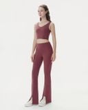 Set đồ tập Yoga Pilates Hibi Sports H188 kiểu áo croptop cổ tim quần ống loe xẻ trước, kèm mút 