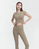  Set đồ tập Yoga Hibi Sports H190 kiểu áo croptop có tay, chất vải Luxury Hi Fabric, kèm mút 
