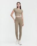  Set đồ tập Yoga Hibi Sports H190 kiểu áo croptop có tay, chất vải Luxury Hi Fabric, kèm mút 