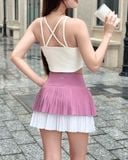  Váy Tập Pickleball Hibi Sports SK003, Kiểu Xếp Ly 2 Tầng, Chất Vải Xi Fabric Cao Cấp 