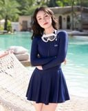  Đồ Bơi Liền Thân Hibi Sports SS005 - Kiểu Tay Dài Váy Xòe, Kèm Mút 