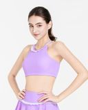  Áo bơi nữ Hibi Sports SS010 - Kiểu bra cổ yếm nhún bèo trắng, kèm mút 
