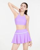  Váy bơi nữ Hibi Sports SS012 - Dáng xòe nhún bèo trắng, kèm quần bảo hộ 