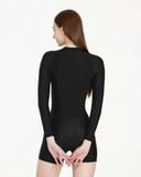  Đồ bơi liền thân Hibi Sports SS014 - Kiểu tay dài quần đùi, nhún bèo trắng hai bên, kèm mút 