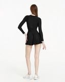  Đồ bơi liền thân Hibi Sports SS015 - Kiểu tay dài váy xòe, nhún bèo trắng hai bên, kèm mút 