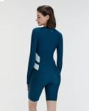  Đồ bơi liền thân Hibi Sports SS018 - Kiểu tay dài quần lửng phối 2 màu, kèm mút 