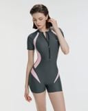  Đồ bơi liền thân Hibi Sports SS019 - Kiểu tay ngắn quần đùi phối 2 màu, kèm mút 