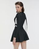  Đồ bơi liền thân Hibi Sports SS020 - Kiểu tay dài váy xòe phối 2 màu, kèm mút 