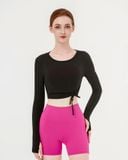  Áo Tank tập Yoga Gym Hibi Sports TA716 Kiểu khoét tròn cột dây, tay dài xỏ ngón - Mặc ngoài áo bra 