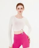  Áo Tank tập Yoga Gym Hibi Sports TA716 Kiểu khoét tròn cột dây, tay dài xỏ ngón - Mặc ngoài áo bra 