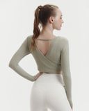  Áo tank tập Yoga Gym Hibi Sports TA717 Kiểu khoét tim mặc 2 mặt, tay dài xỏ ngón - Mặc ngoài áo bra 