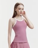  Áo ba lỗ thể thao nữ tập Yoga Gym Hibi Sports TS006 kiểu cổ yếm viền trắng thun gân, kèm mút ngực 