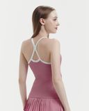  Áo ba lỗ thể thao nữ tập Yoga Gym Hibi Sports TS006 kiểu cổ yếm viền trắng thun gân, kèm mút ngực 