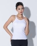  Áo ba lỗ thể thao nữ tập Yoga Gym Hibi Sports TS006 kiểu cổ yếm viền trắng thun gân, kèm mút ngực 