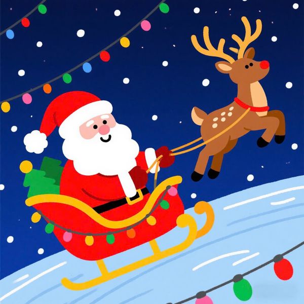  Tranh Tô Màu Số Hóa Santa and Reindeer 20x20cm 