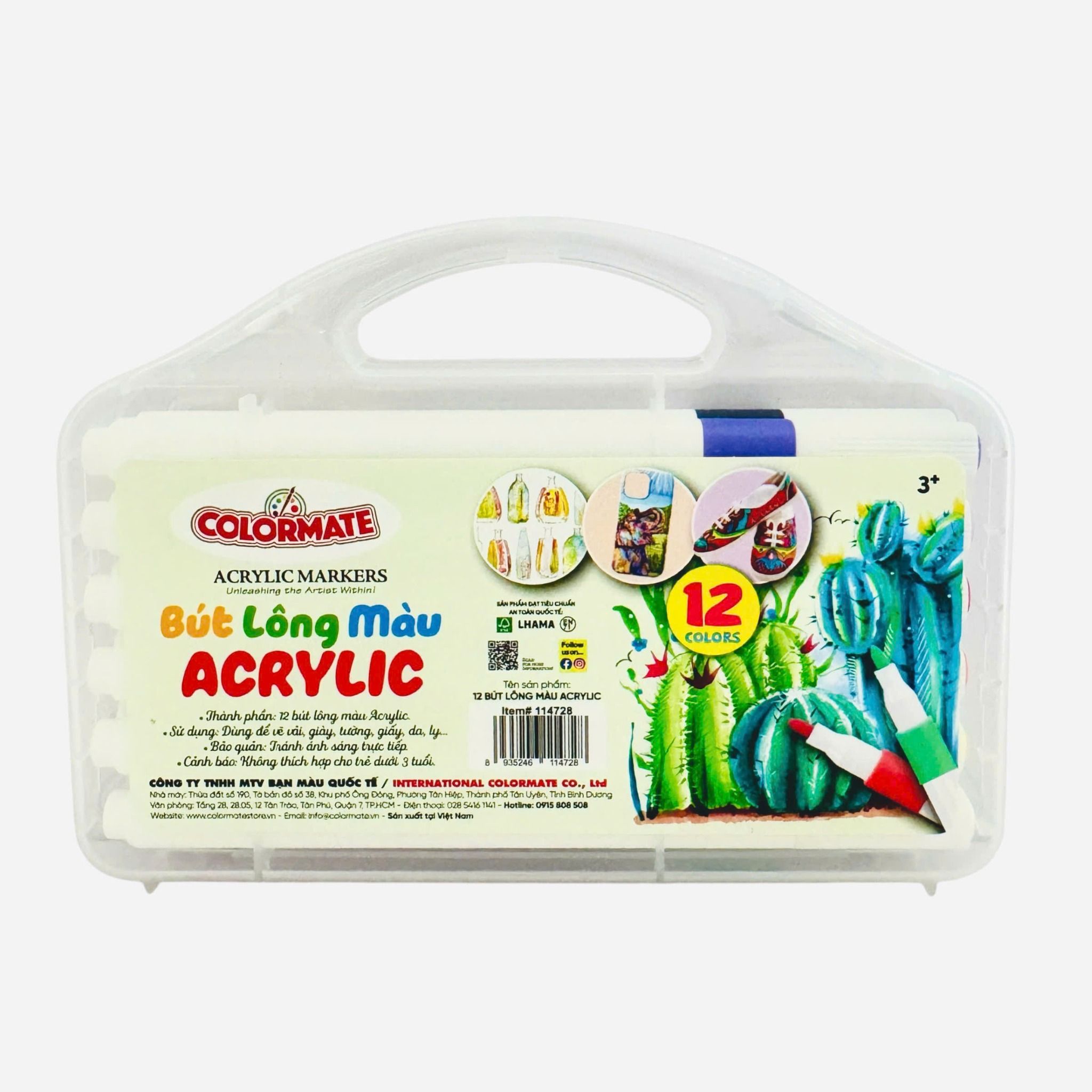  Bộ 12 Bút Lông Màu Acrylic 