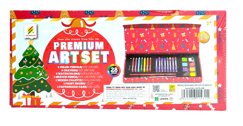 BỘ MÀU VẼ - HỘP GIẤY - M28NOEL (PREMIUM ART SET)-Colormate 