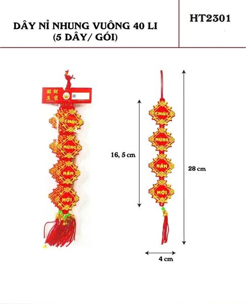  Dây treo nỉ nhung vuông 4 li 28cm 