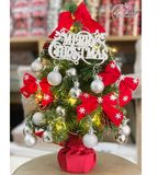  Cây thông Noel 38cm sắc đỏ phụ kiện trắng M15 