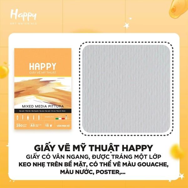  Sổ Happy Piturra 250gsm A5 Gáy Keo 15 tờ 
