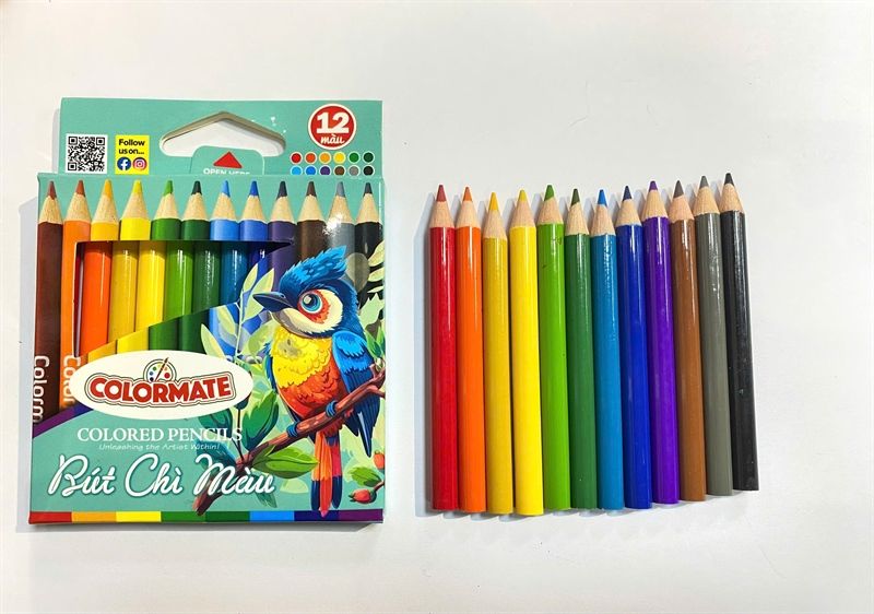  Hộp giấy 12 cây chì màu ngắn 