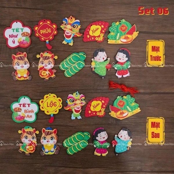  Set 10 Tag gỗ treo trang trí tết 