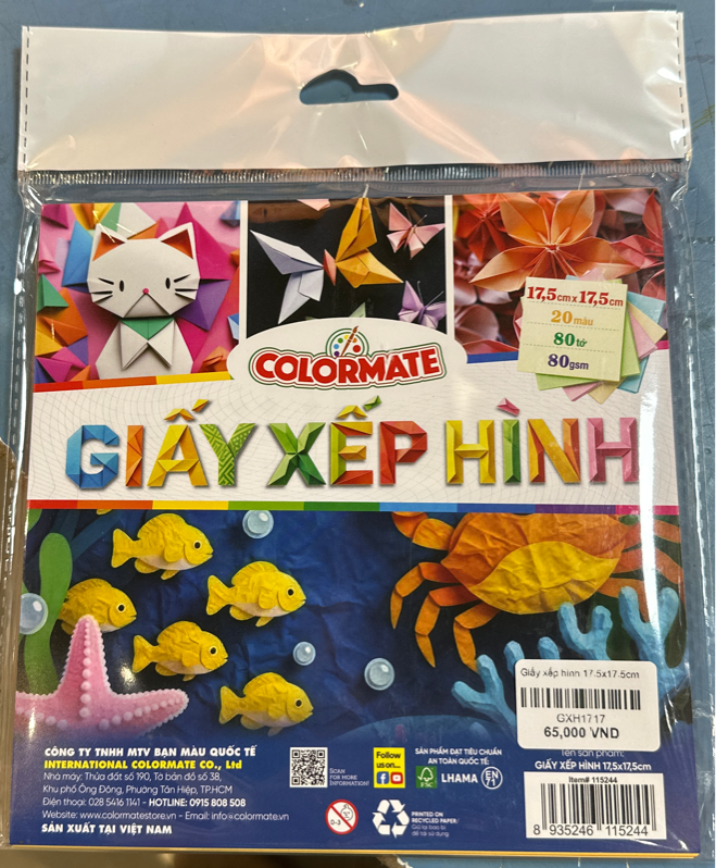  Giấy xếp hình 17.5x17.5cm 