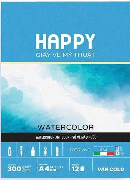  Sổ vẽ màu nước A4 Gáy Keo 12 tờ 300gsm 