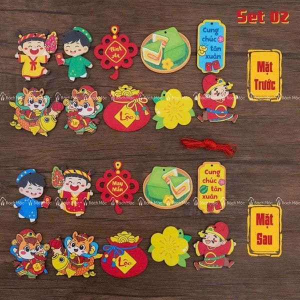  Set 10 Tag gỗ treo trang trí tết 