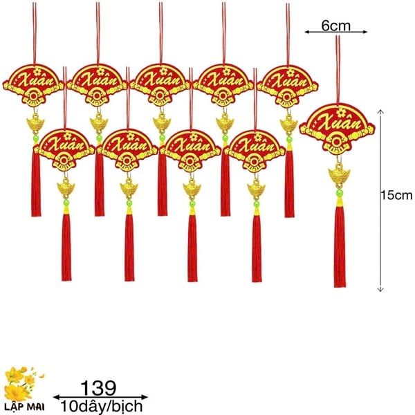  Dây treo nỉ nhung quạt xuân 15cm 