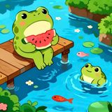  Tranh Tô Màu Số Hóa Pond Frogs 20x20cm 