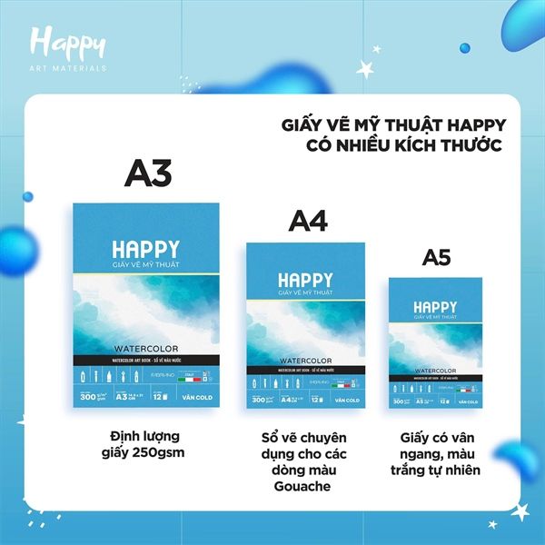  Sổ vẽ màu nước A4 Gáy Keo 12 tờ 300gsm 
