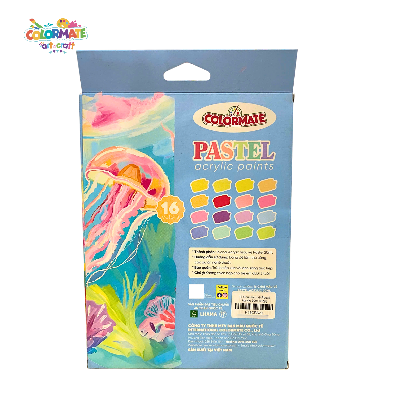  16 Chai màu vẽ Pastel Acrylic 20ml 