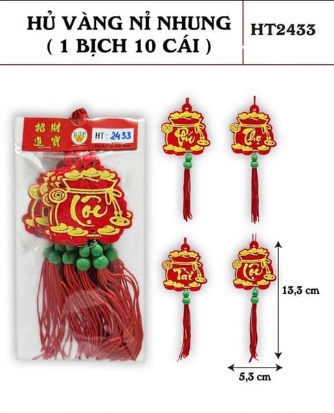  Dây treo hủ vàng nỉ nhung 13.3cm 