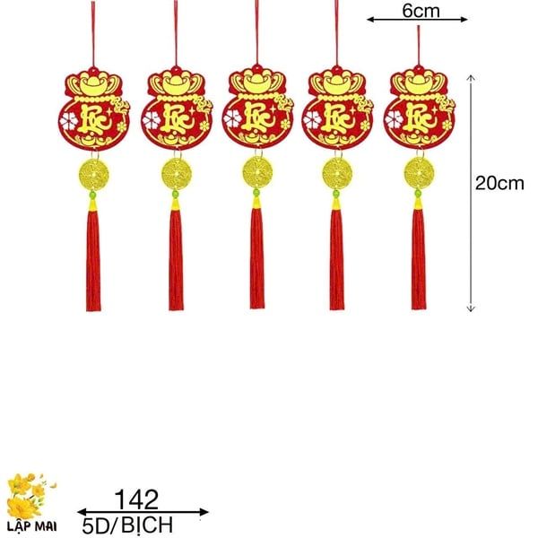  Dây treo nỉ nhung lộc kết đồng tiền 20cm 