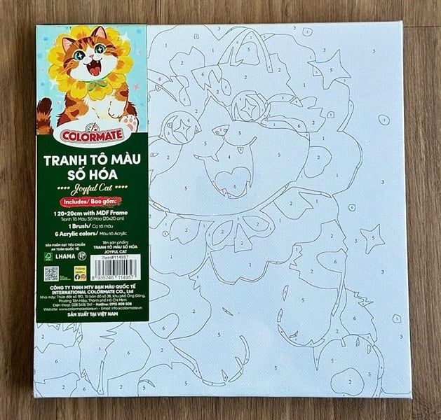  Tranh Tô Màu Số Hóa Joyful Cat 20x20cm 