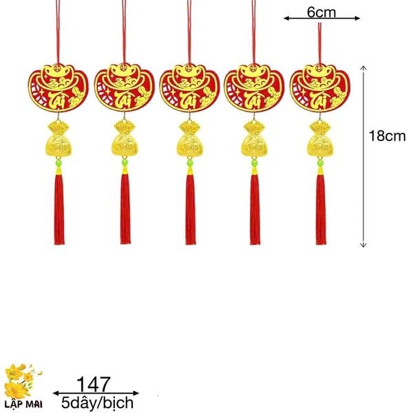  Dây treo nỉ nhung thỏi vàng kết 18cm 