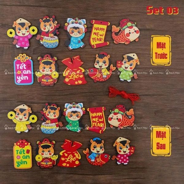  Set 10 Tag gỗ treo trang trí tết 