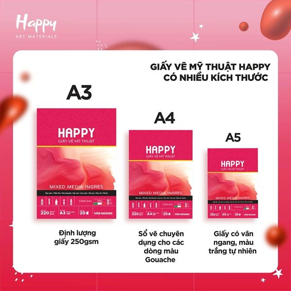  Sổ Happy Ingres 220gsm A4 Gáy Keo 20 tờ 