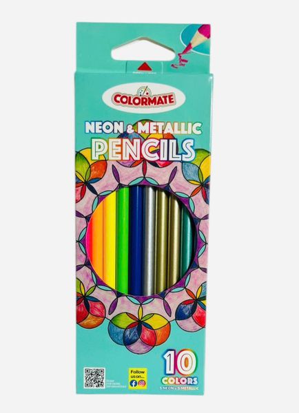  Hộp giấy 10 cây chì màu Neon và Metallic 