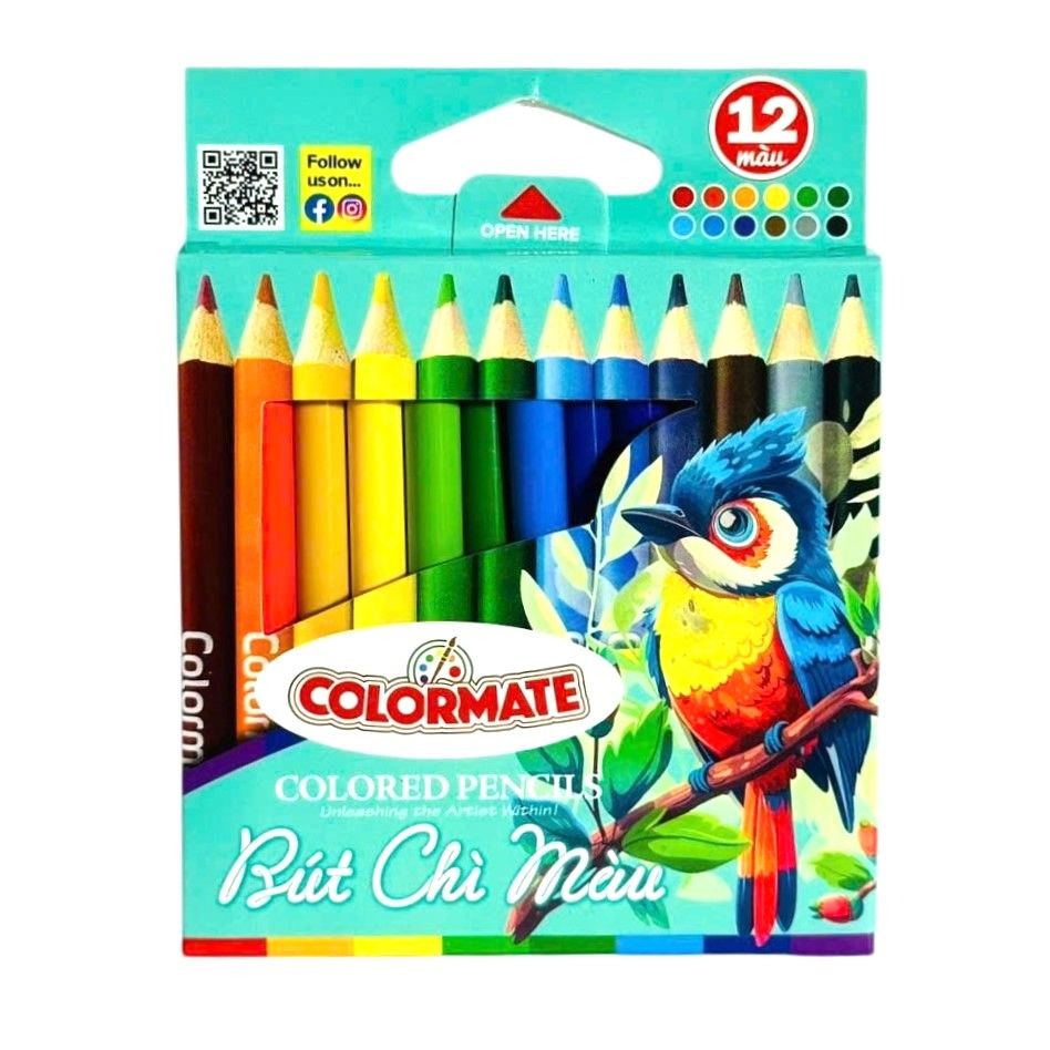  Hộp giấy 12 cây chì màu ngắn 
