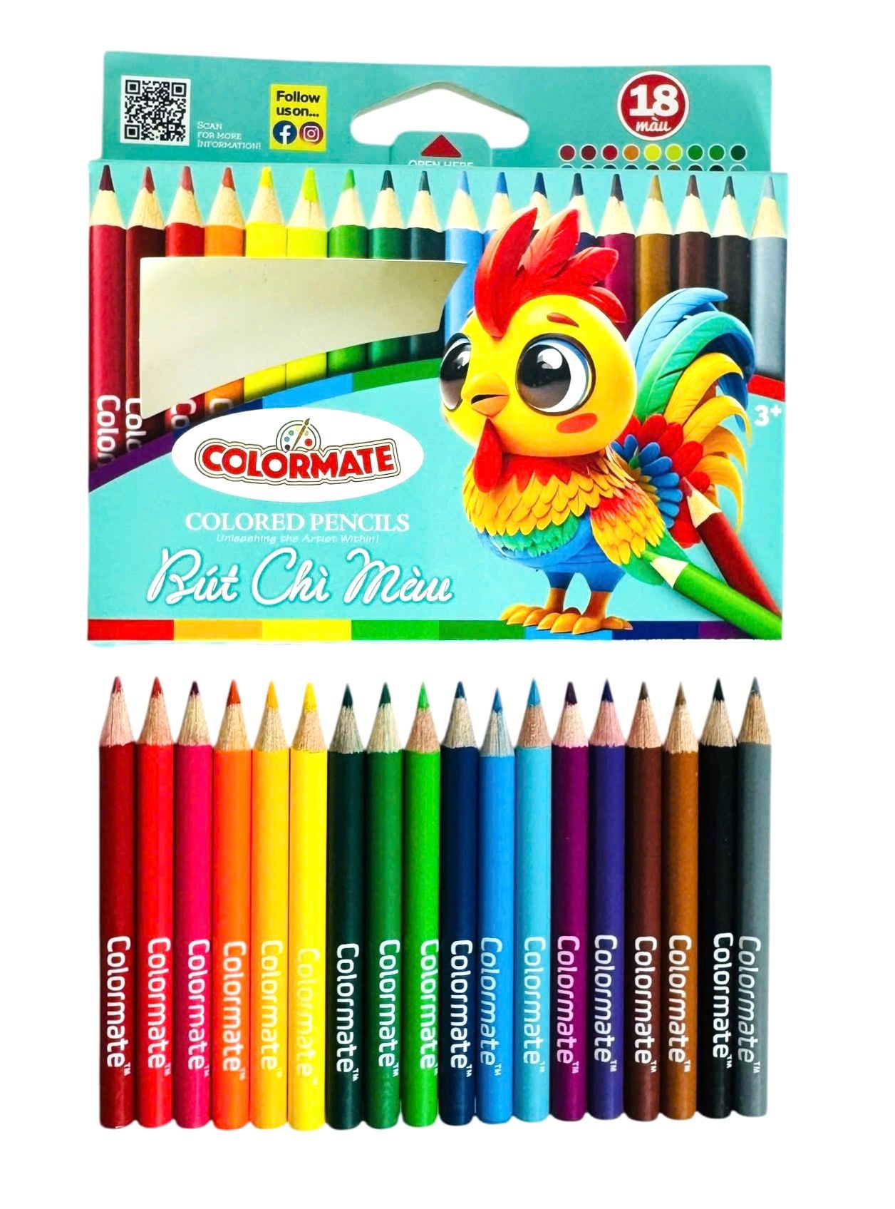 Hộp giấy 18 cây chì màu ngắn 