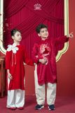  Áo Dài Bé Gái Nhung Phúc Lành Đỏ Hoa Nắng Phối Họa Tiết Đính Kết Thủ Công | Crown Space CKGL9961802 
