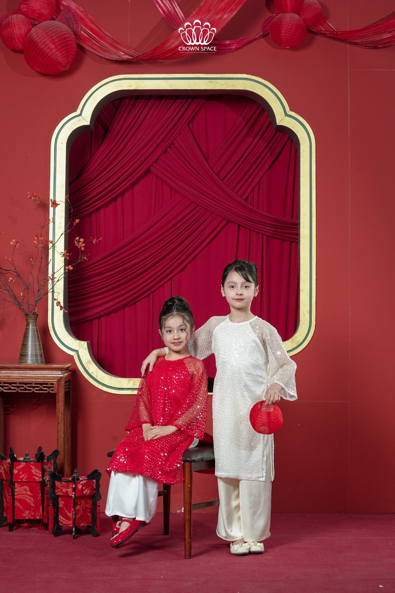  Áo Dài Bé Gái Kim Sa Cát Tường | Crown Space CKGL9961807/CKGL9961808 