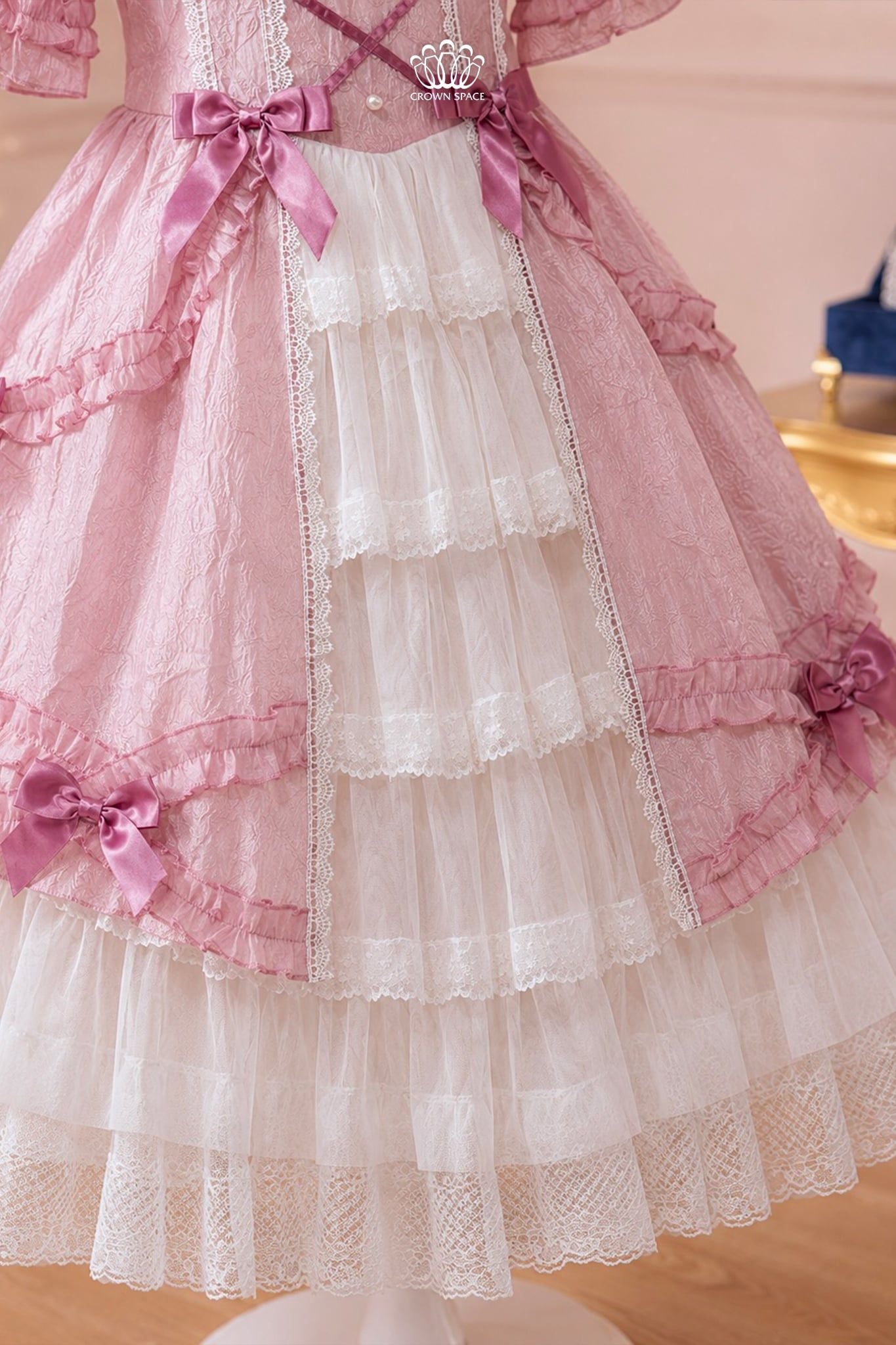  Váy Công Chúa Lolita Gấm Nổi Phối Ren Xếp Tầng Ngọt Ngào | Crown Space CKGS3860810.P 