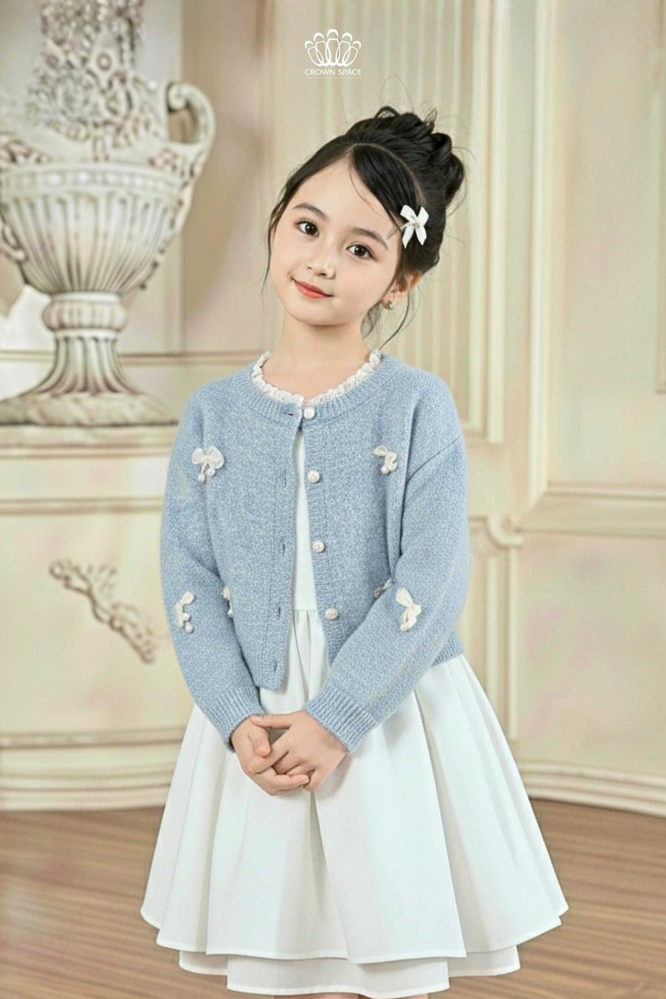  Áo Len Cardigan Bé Gái Đính Nơ/Bướm 3D Tiểu Thư Ngọt Ngào | Crown Space CKGL6451608/CKGL6451609 