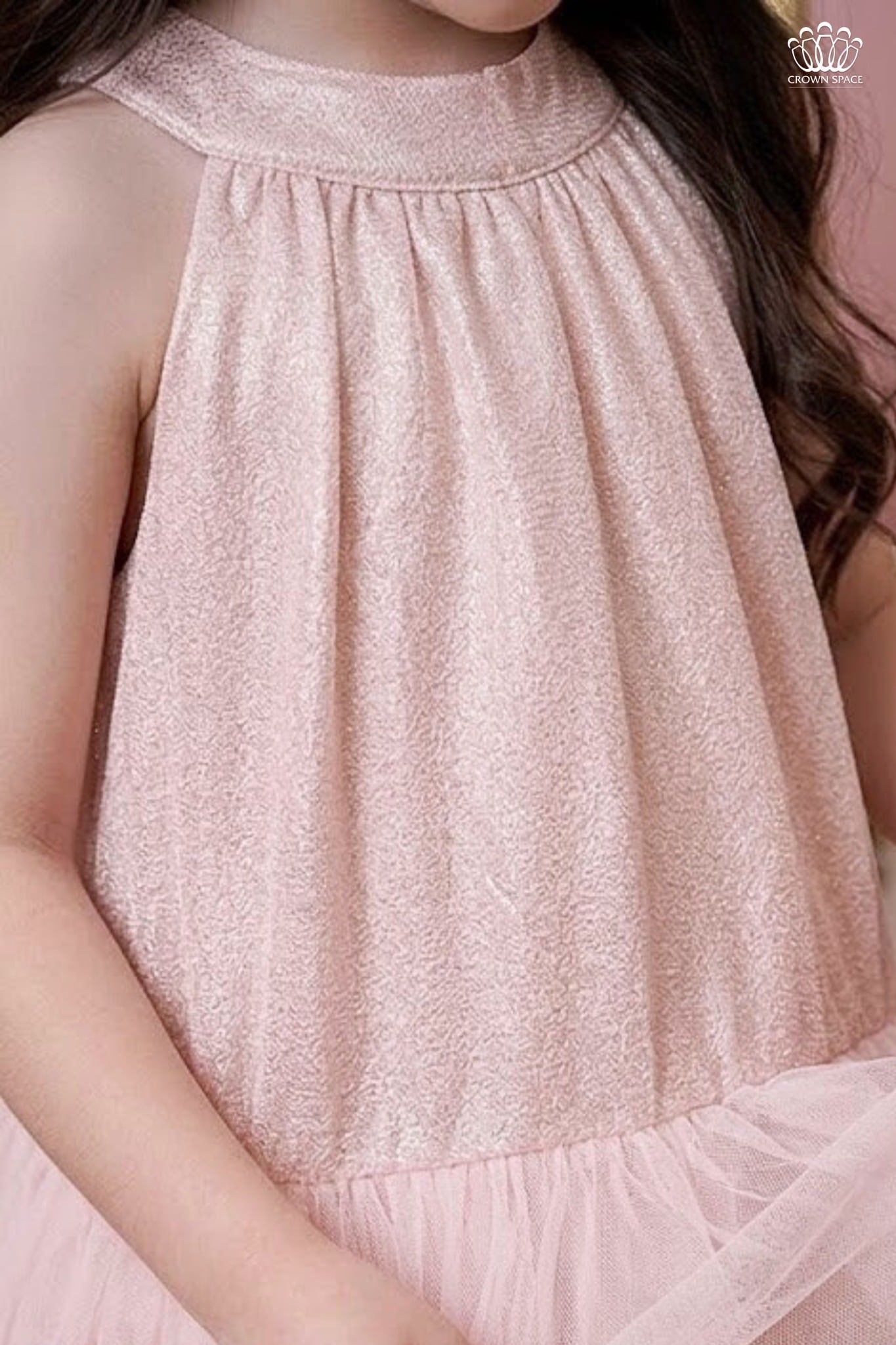  Váy Bé Gái Hồng Tulle Pom Pom Crown Space – Váy Công Chúa Dễ Thương CKGS3860202 