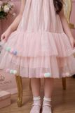  Váy Bé Gái Hồng Tulle Pom Pom Crown Space – Váy Công Chúa Dễ Thương CKGS3860202 